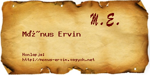 Mónus Ervin névjegykártya