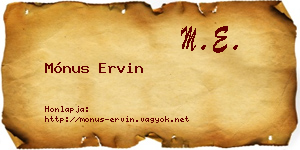 Mónus Ervin névjegykártya