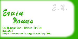 ervin monus business card